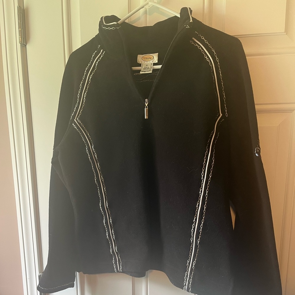 Talbots Black and White Lightweight Jacket with Contrast Stitching
